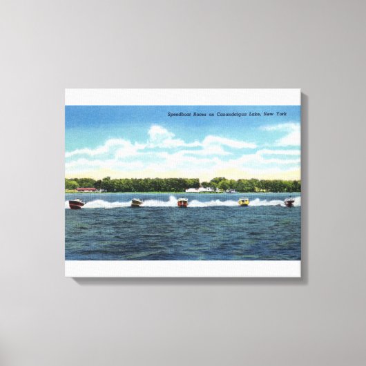 Toile Course en Speedboat sur le lac (Recto)