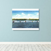 Toile Course en Speedboat sur le lac (Insitu (Plancher de Bois))