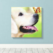 Toile Coussin décoratif Labrador et papillon (Insitu (Plancher de Bois))