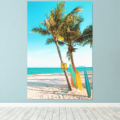 Toile Coussin jetable planches de surf sur la plage (Insitu (Plancher de Bois))