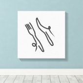 Toile Couteau alimentaire et fourche moderne gris et bla (Insitu (Plancher de Bois))