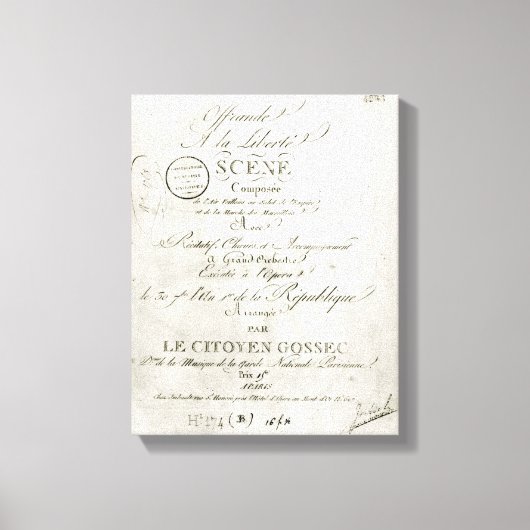 Toile Couverture pour la partition de 'Offrande a la Lib (Recto)