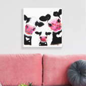 Toile CoW PRiNT, Poster de animal, ' THe NoSeY CoWS ' (Insitu(Salon))