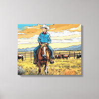 Cowboy Cattle Rancher Boy's Bedroom Art graphique