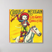 Cowboy Chat Mexicain Cirque Poster vintage Art