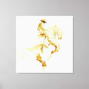 Toile Cowboy Doré sur Cheval Cabré