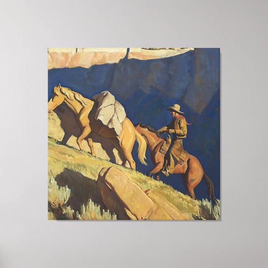 Toile « Cowboy et cheval de bât » par Maynard Dixon (Recto)