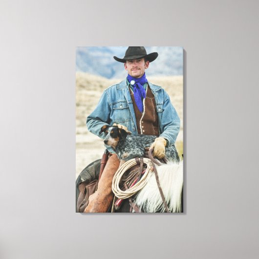 Toile Cowboy et chien à cheval (Recto)