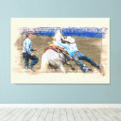 Toile *~* Cowboy Horse Western AR22 Rodeo Vintage (Insitu (Plancher de Bois))