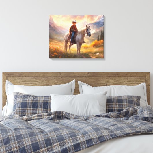 Toile Cowboy Horseback Boy's Bedroom Art Canvas Imprimer (Insitu(Chambre))