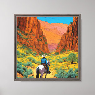 Toile Cowboy Inspiré Tintin Scène du canyon de cuivre