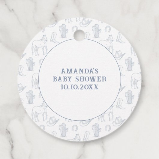 Toile Cowboy POP IT! Baby Shower Bedankjes Labels (Achterkant)