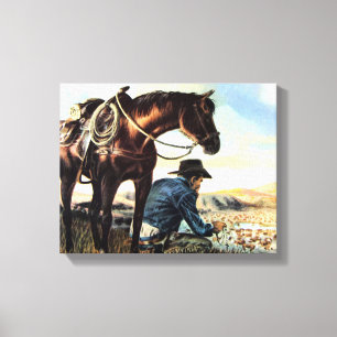 Toile Cowboy priant