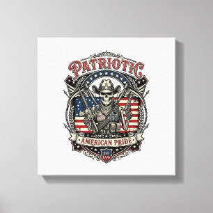 Toile Cowboy squelette patriotique Squelette patriote so