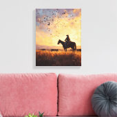 Toile Cowboy Sunset Ride Silhouette Painting (Insitu(Salon))