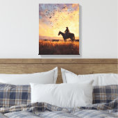 Toile Cowboy Sunset Ride Silhouette Painting (Insitu(Chambre))