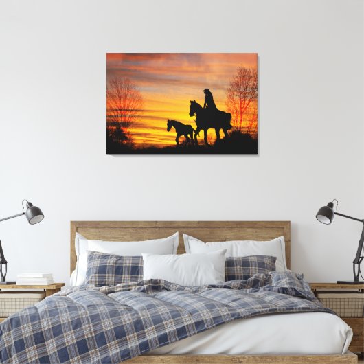 Toile Cowgirl Sunset Horse Ride Canvas Imprimer (Insitu(Chambre))