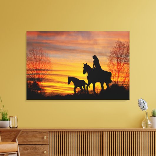 Toile Cowgirl Sunset Horse Ride Canvas Imprimer (Insitu(Salon))