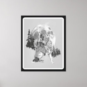 Toile Coyotes Hurleurs Art Animalier Aquarelle Faune