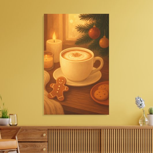 Toile Cozy Holiday coffee Stretched Canvas Print (Insitu(Salon))