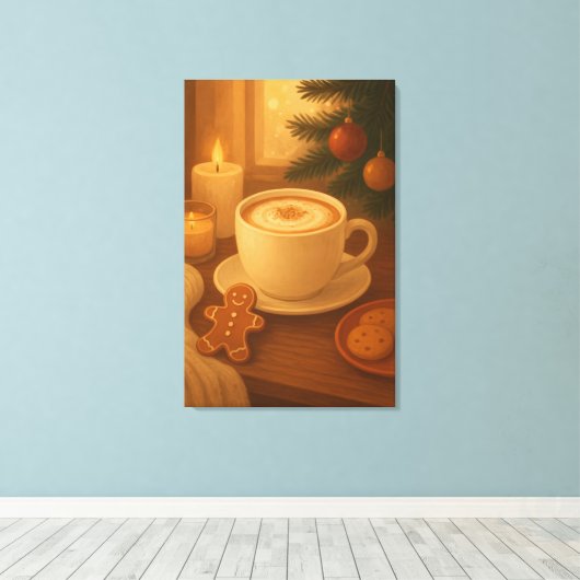 Toile Cozy Holiday coffee Stretched Canvas Print (Insitu (Plancher de Bois))