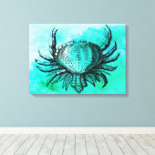 Toile Crabe illustrée (animal sous-marin) (scène de plag (Insitu (Plancher de Bois))