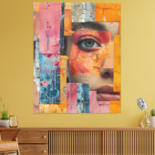 Toile Cracked Paint Face Collage Vibrant Portrait (Insitu(Salon))
