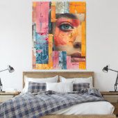 Toile Cracked Paint Face Collage Vibrant Portrait (Insitu(Chambre))