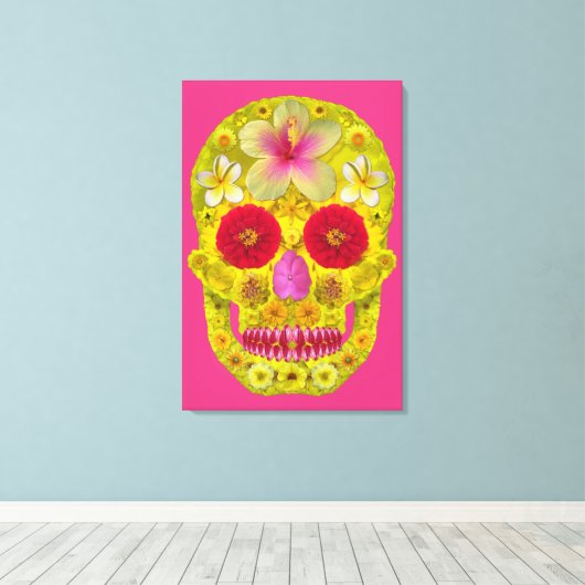 Toile Crâne à fleurs 8 (Insitu (Plancher de Bois))