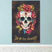 Toile Crâne à sucre floral Día de los Muertos espagnol (Insitu (Plancher de Bois))