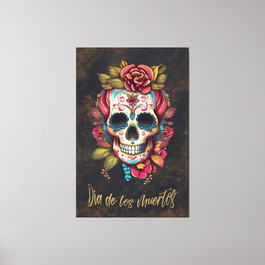 Toile Crâne à sucre floral Día de los Muertos espagnol (Recto)