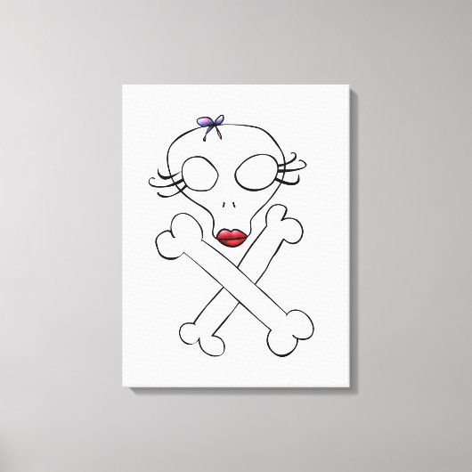 Toile Crâne Alien Fille Mignonne Os Croisés (Recto)