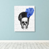 Toile Crâne avec Casquette bleu (Insitu (Plancher de Bois))