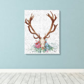 Toile Crâne de cerf aux fleurs (Insitu (Plancher de Bois))