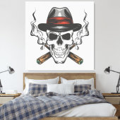 Toile Crâne de gangster avec casquette fedora (Insitu(Chambre))
