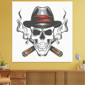 Toile Crâne de gangster avec casquette fedora (Insitu(Salon))
