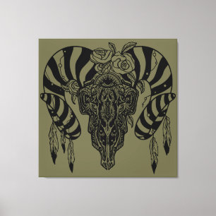 Toile Crâne de taureau tribal