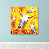 Toile Crâne de vache et feu (Insitu (Plancher de Bois))