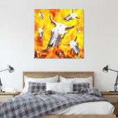 Toile Crâne de vache et feu (Insitu(Chambre))