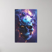 Toile Crâne démoniaque brûlant dans les flammes (Recto)