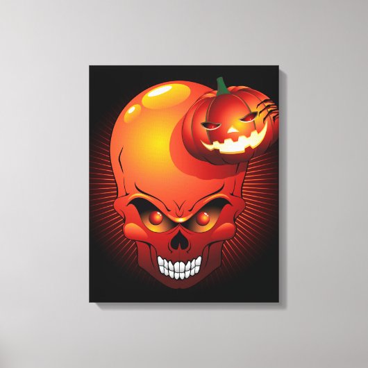 Toile Crâne d'Halloween et Citrouille (Recto)