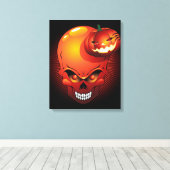 Toile Crâne d'Halloween et Citrouille (Insitu (Plancher de Bois))