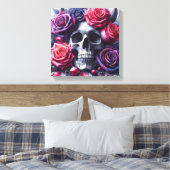 Toile Crâne entouré de Roses dynamiques (Insitu(Chambre))