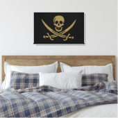 Toile Crâne et épées d'or Drapeau pirate de Calico Jack (Insitu(Chambre))