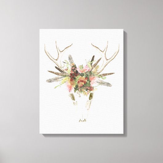 Toile Crâne et fleurs de cerfs (Recto)