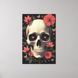 Toile Crâne Floral Gothique - Crâne Stylisé