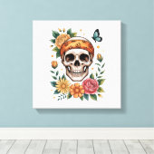 Toile Crâne Floral Halloween Effrayant (Insitu (Plancher de Bois))