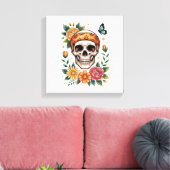 Toile Crâne Floral Halloween Effrayant (Insitu(Salon))