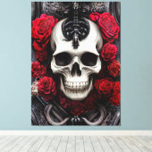 Toile Crâne foncé et gothique et Rose (Insitu (Plancher de Bois))