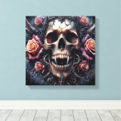 Toile Crâne gothique orné de Rose (Insitu (Plancher de Bois))